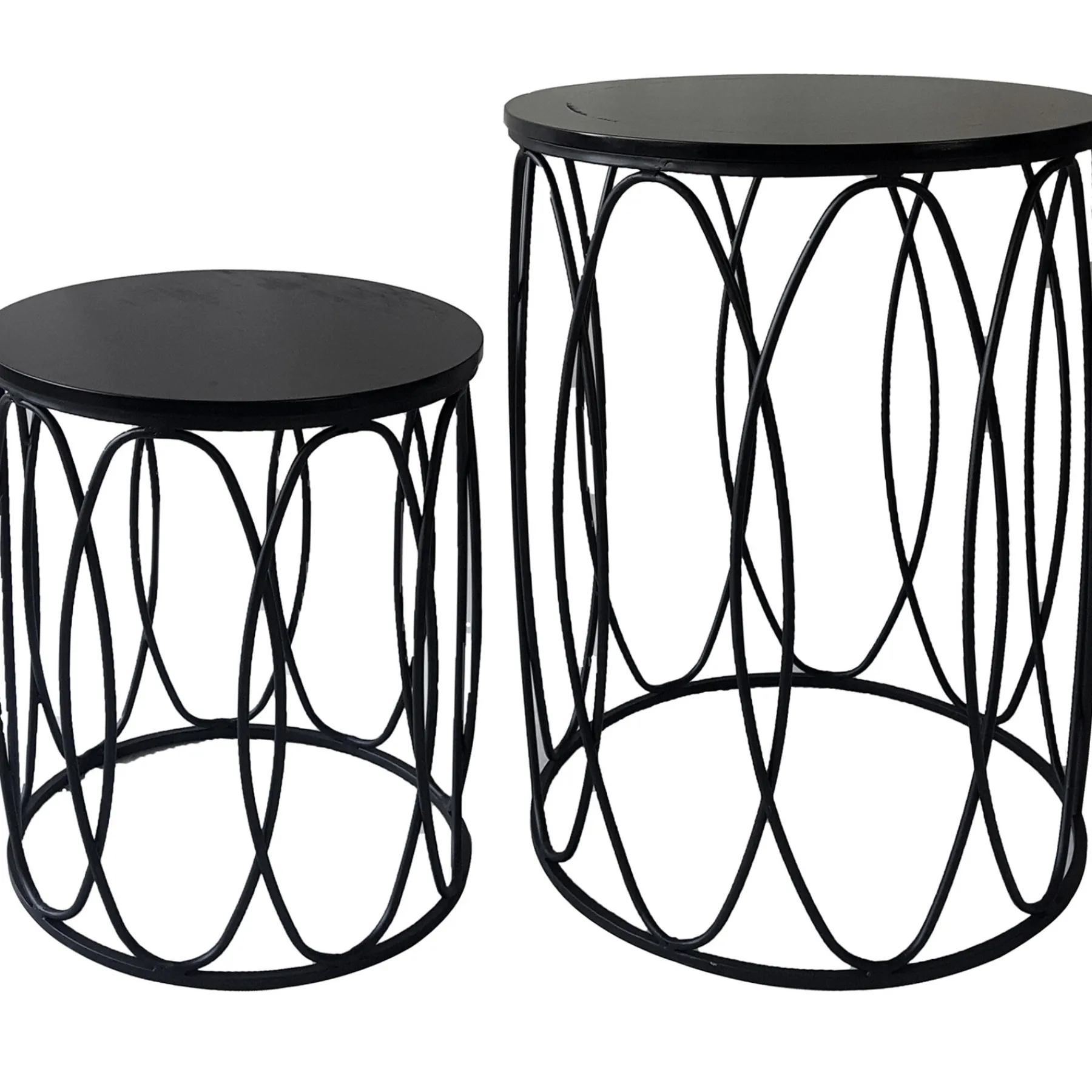 * Round Wood Top With Oval Metal Table, Small Promotion< Accent Tables