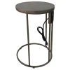* Round Wood-Top Gold Metal C-Table With Usb Port, Large Good Quality< Accent Tables