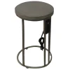 * Round Wood-Top Gold Metal C-Table With Usb Port, Small Online Discount< Accent Tables