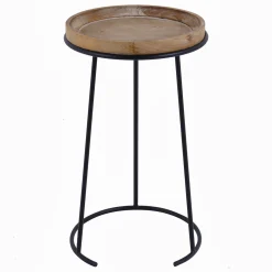 * Round Wood-Top Metal C-Table Clearance< Accent Tables