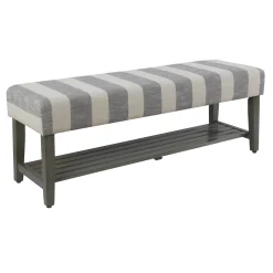 * Roxbury Grey Striped Bench Outlet< Benches
