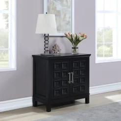 * Sadie 2-Drawer Geometric Cabinet, Black Outlet< Cabinets & Chests