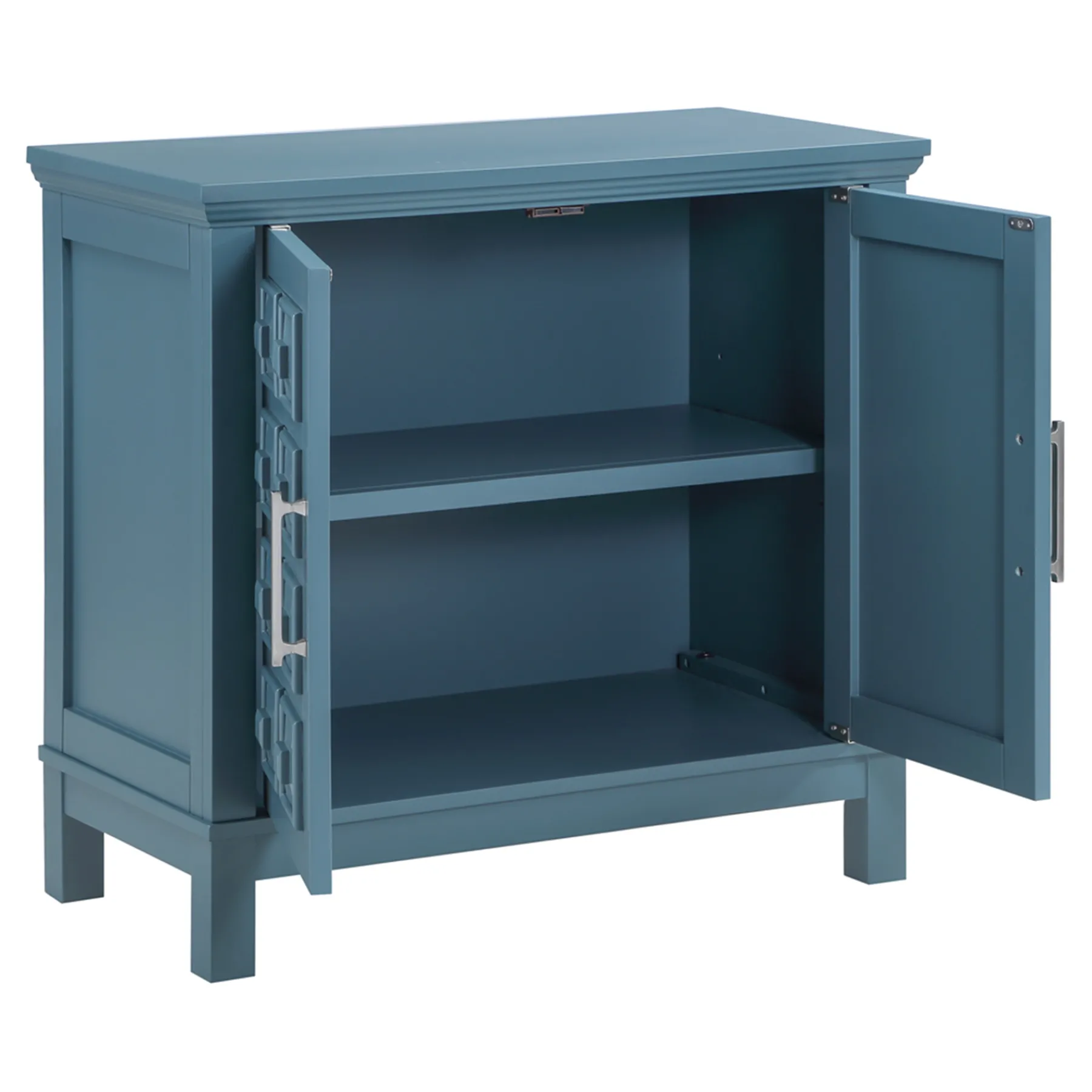 * Sadie 2-Drawer Geometric Cabinet, Turquoise Clearance< Cabinets & Chests