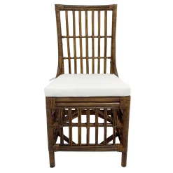 * Set Of 2 Honeybloom Cade Brown Rattan Box Chair Outlet< Dining Chairs & Benches