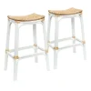 * Set Of 2 Indah Rattan Backless Barstool, White Online Discount< Barstools