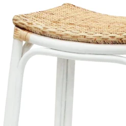 * Set Of 2 Indah Rattan Backless Barstool, White Online Discount< Barstools