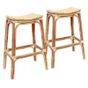 * Set Of 2 Indah Rattan Backless Barstool, Honey Bargain Sale< Barstools