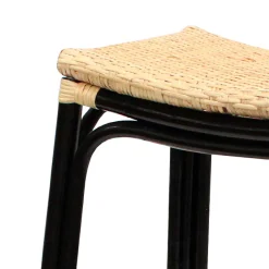 * Set Of 2 Indah Rattan Backless Barstool, Black Online Discount< Barstools