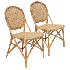 * Set Of 2 Indah Rattan Bistro Dining Chairs Low Price< Dining Chairs & Benches
