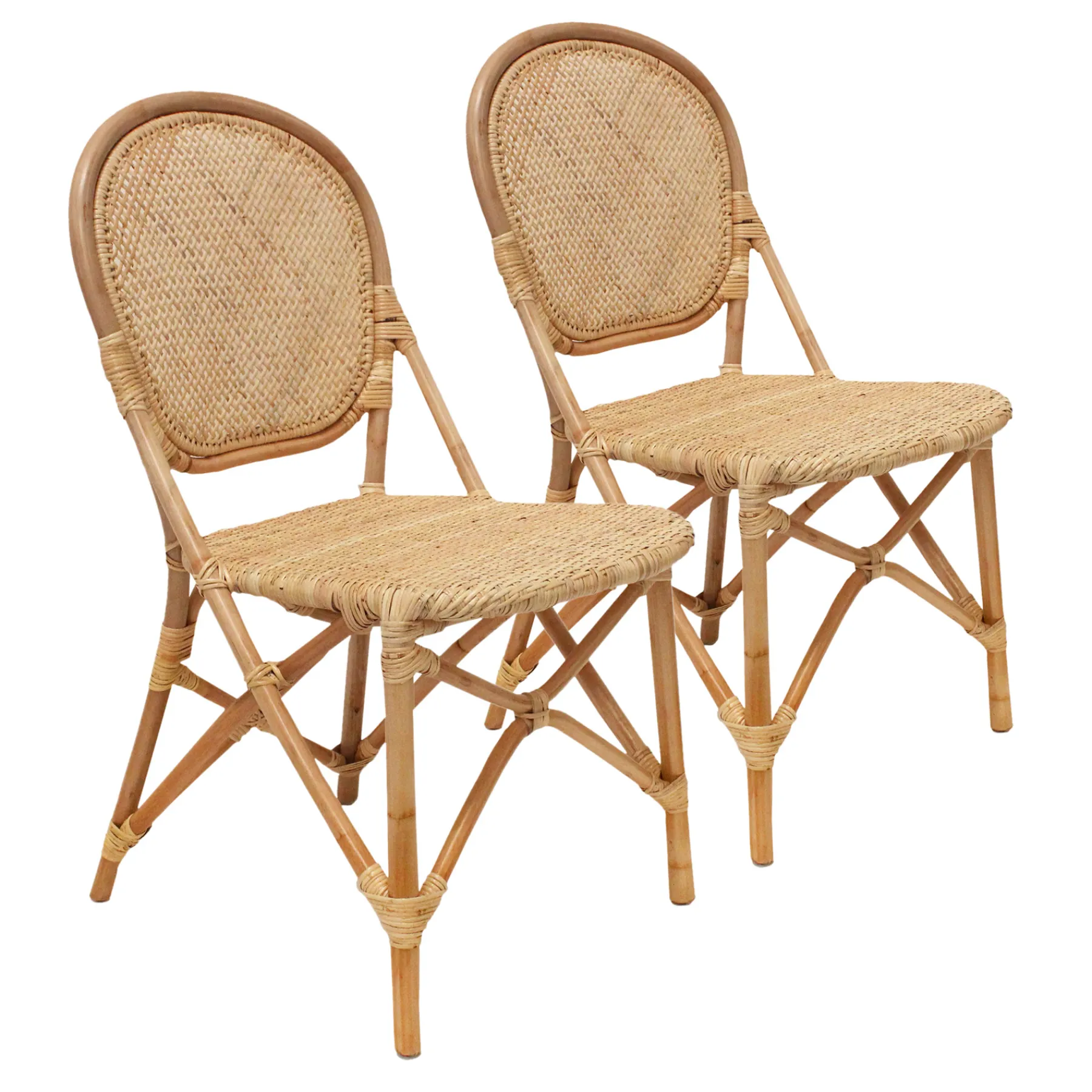 * Set Of 2 Indah Rattan Bistro Dining Chairs Low Price< Dining Chairs & Benches