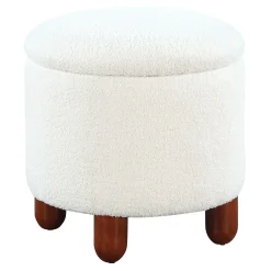 * Shay White Storage Ottoman Discount Online< Ottomans & Poufs