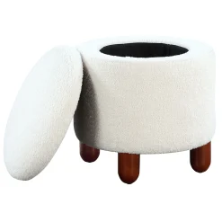* Shay White Storage Ottoman Discount Online< Ottomans & Poufs