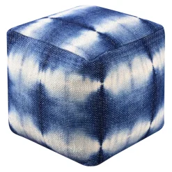 * Shyloh Shibori Pouf Blue Discount< Ottomans & Poufs