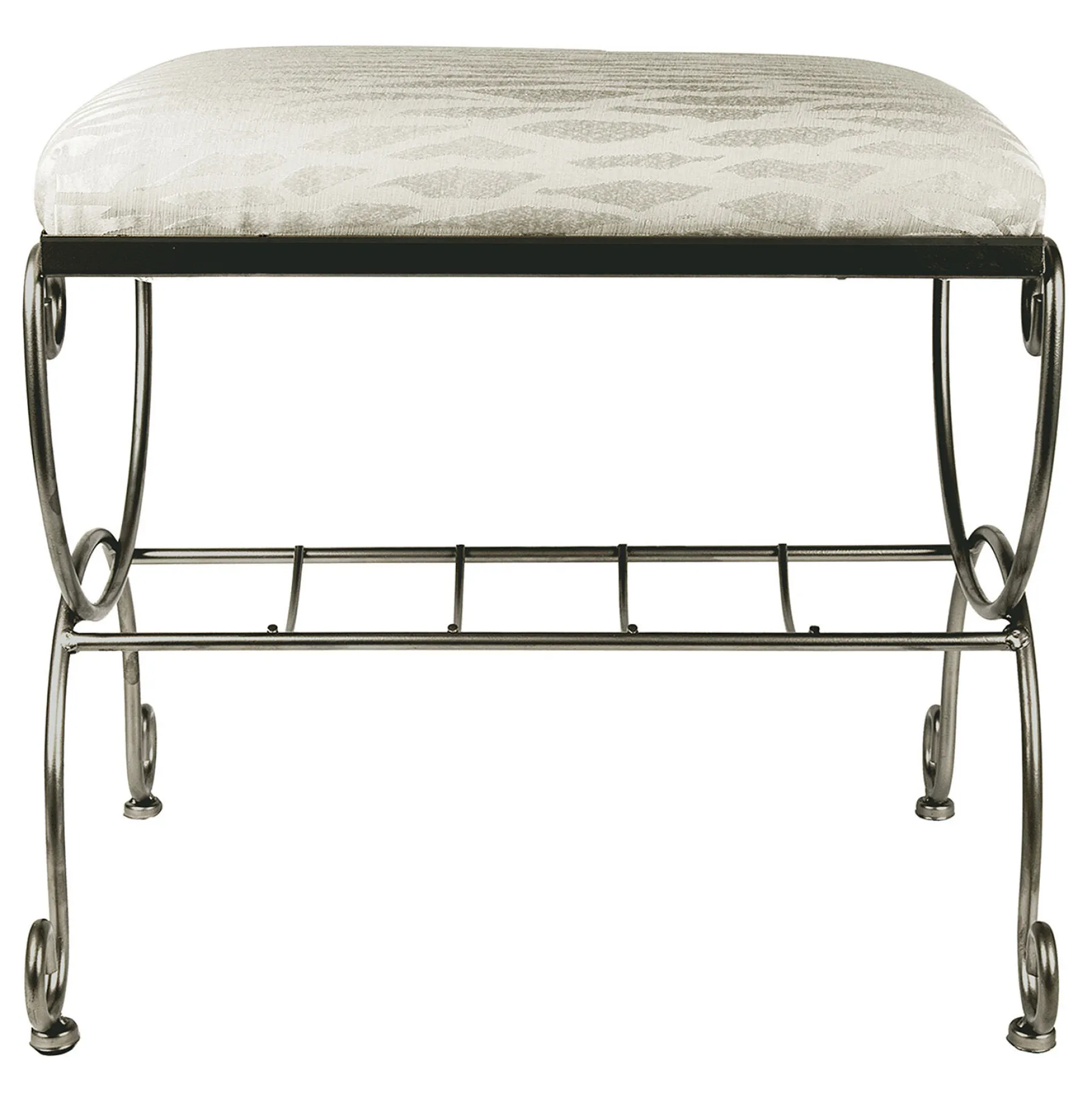 * Silver & Ivory Vanity Bench Premium< Stools & Benches