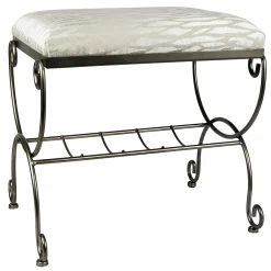 * Silver & Ivory Vanity Bench Premium< Stools & Benches