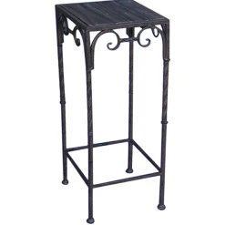 * Square Wood Top Plant Stand With Brown Twist Metal Leg, Large Discount Online< Plant Stands