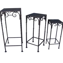 * Square Wood Top Plant Stand With Brown Twist Metal Leg, Medium Online Discount< Plant Stands
