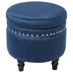 * Stanley Navy Storage Ottoman Premium< Ottomans & Poufs