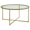 * Stella Round Glass Coffee Table Gold Exquisite Gifts< Coffee & End Tables