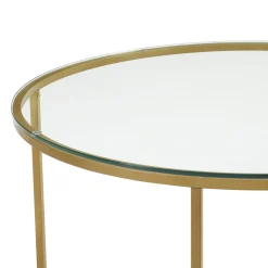 * Stella Round Glass Coffee Table Gold Exquisite Gifts< Coffee & End Tables