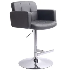 * Stout Adjustable Faux Leather Barstool, Grey Discount< Barstools