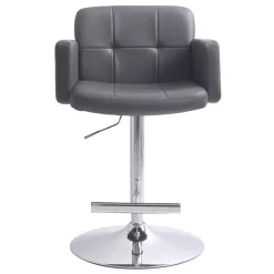 * Stout Adjustable Faux Leather Barstool, Grey Discount< Barstools