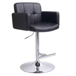 * Stout Adjustable Faux Leather Barstool, Black Fashion< Barstools