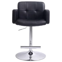 * Stout Adjustable Faux Leather Barstool, Black Fashion< Barstools