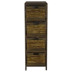 * 4-Tier Brown Wooden Shelf With Maize Drawers Discount Online< Cabinets & Chests