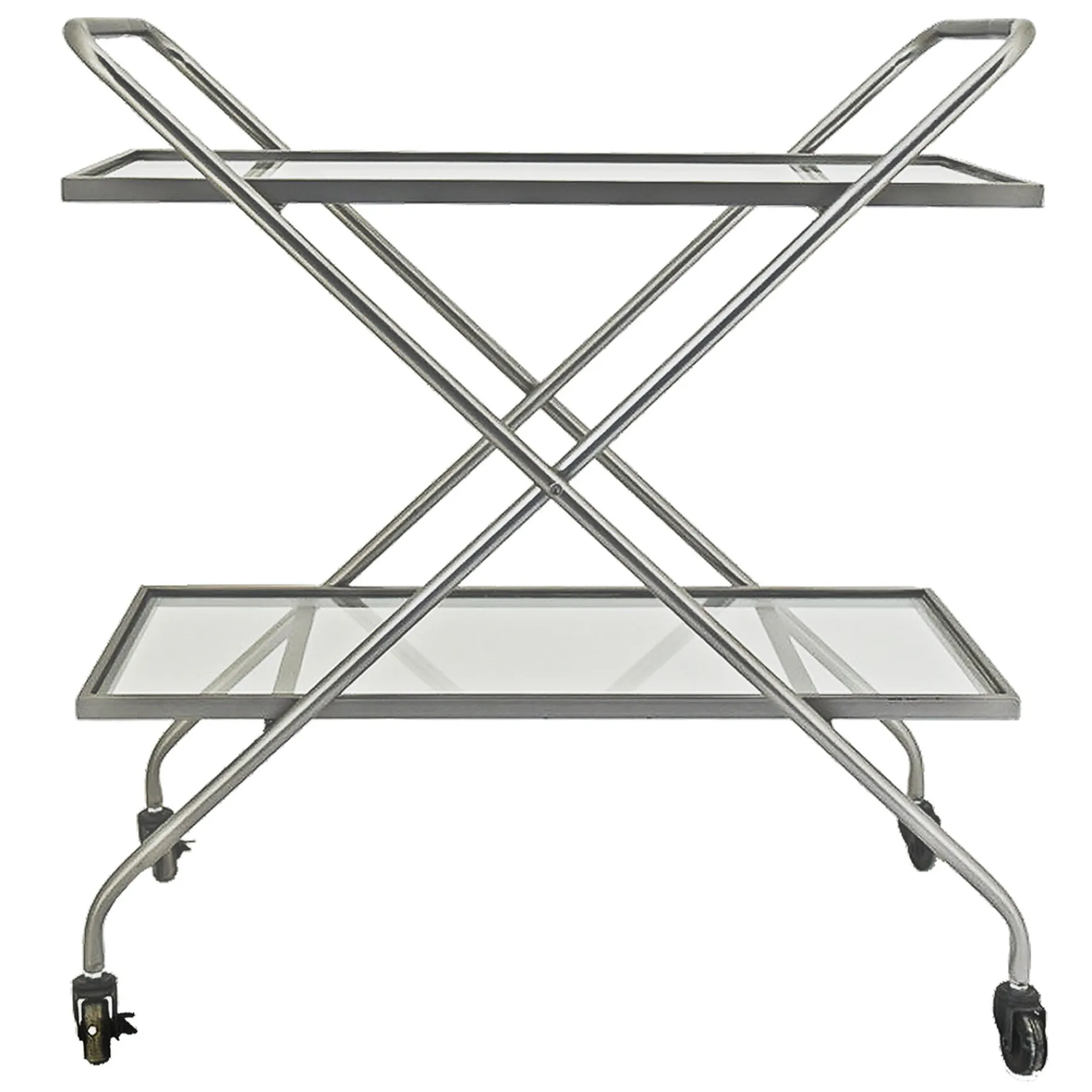 * 2-Tier Glass Shelf Bar Cart With Metal Frame Discount< Baker'S Racks & Bar Carts