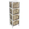 * 4-Tier White Wooden Shelf With Wire Baskets Exquisite Gifts< Cabinets & Chests