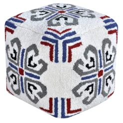 * Tile Tufted Pouf Blue Outlet< Ottomans & Poufs