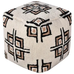 * Tile Tufted Pouf Cream Low Price< Ottomans & Poufs