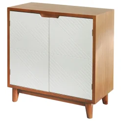 * Two-Tone Brown & White 2-Door Wooden Cabinet Clearance< Cabinets & Chests
