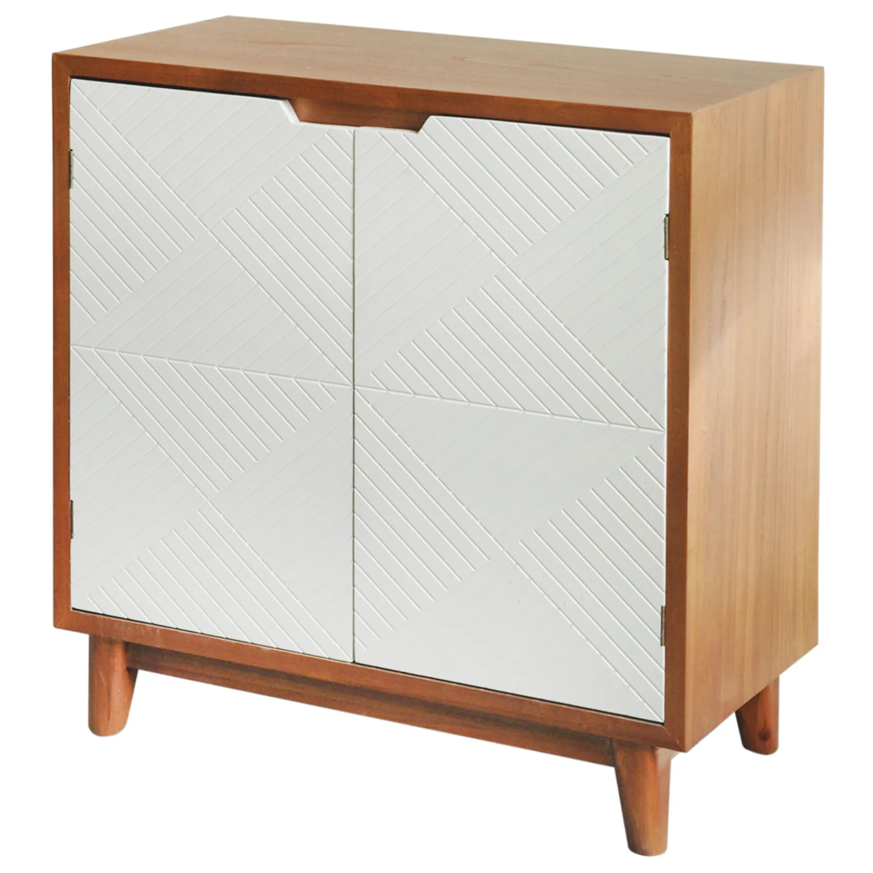 * Two-Tone Brown & White 2-Door Wooden Cabinet Clearance< Cabinets & Chests