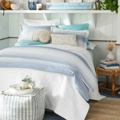 * Ty Pennington Lex Blue Striped Square Pouf, 16 Less Expensive< Ottomans & Poufs