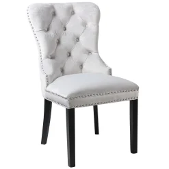 * Velvet Grey Tufted Ring Back Dining Chair Discount Online< Dining Chairs & Benches