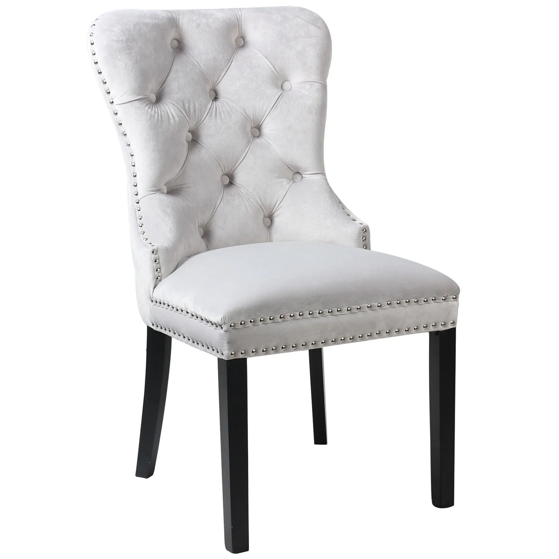 * Velvet Grey Tufted Ring Back Dining Chair Discount Online< Dining Chairs & Benches