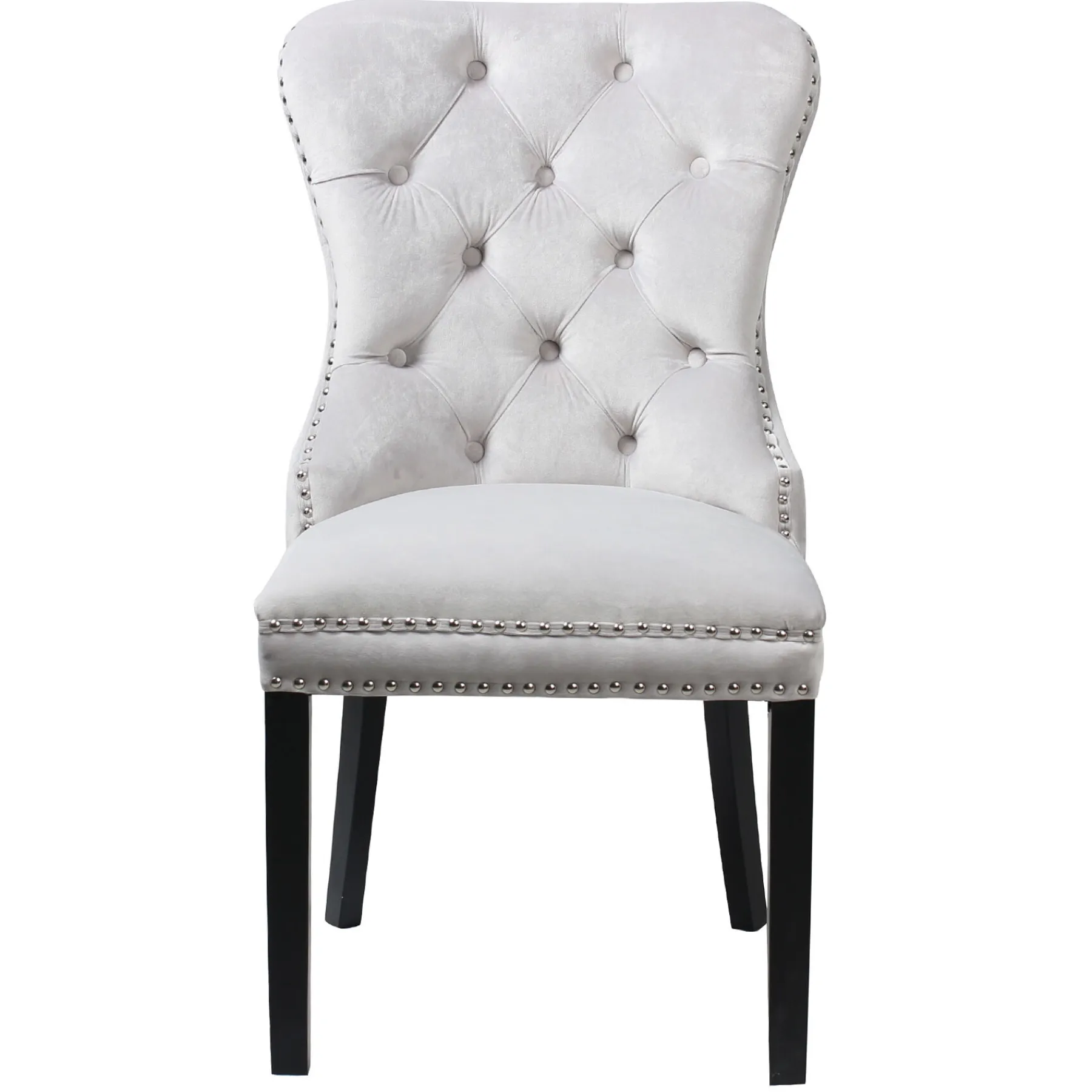 * Velvet Grey Tufted Ring Back Dining Chair Discount Online< Dining Chairs & Benches