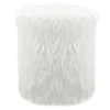* White Faux Fur Round Ottoman Fashion< Ottomans & Poufs