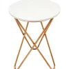 * White Marble-Top Side Table With Gold Metal Hairpin Legs Online Discount< Accent Tables