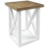 * White Wooden X-Side Accent Table Cheaper< Accent Tables