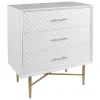 * White/Gold 3-Drawer Cabinet Discount< Cabinets & Chests