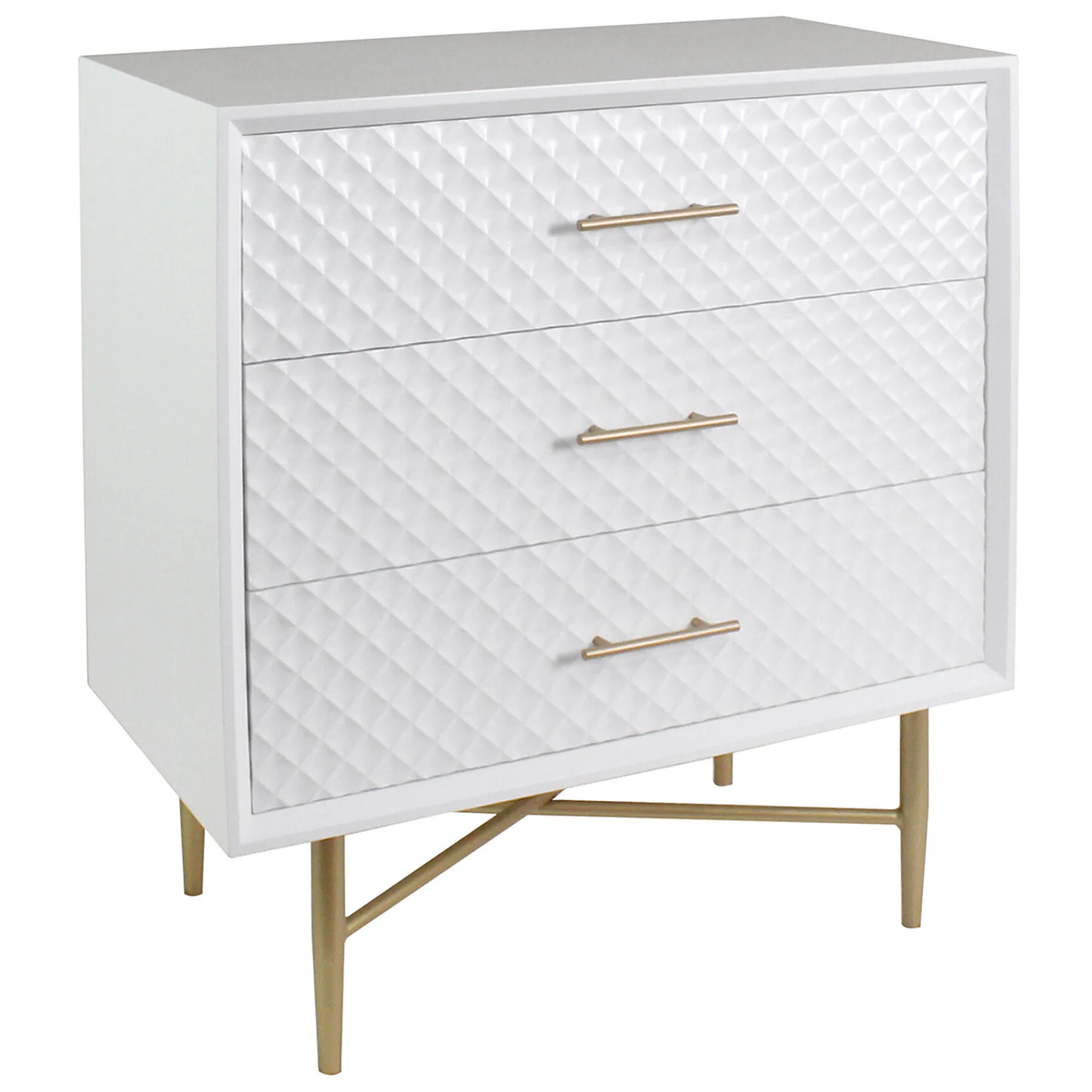 * White/Gold 3-Drawer Cabinet Discount< Cabinets & Chests