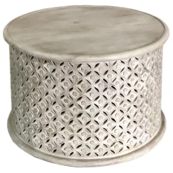* Wood Cutout Drum Coffee Table Online Discount< Coffee & End Tables