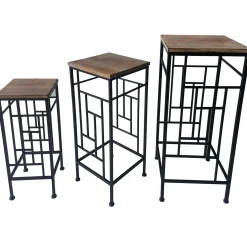 * Wood Top Plant Stand With Metal Frame, Small Exquisite Gifts< Plant Stands