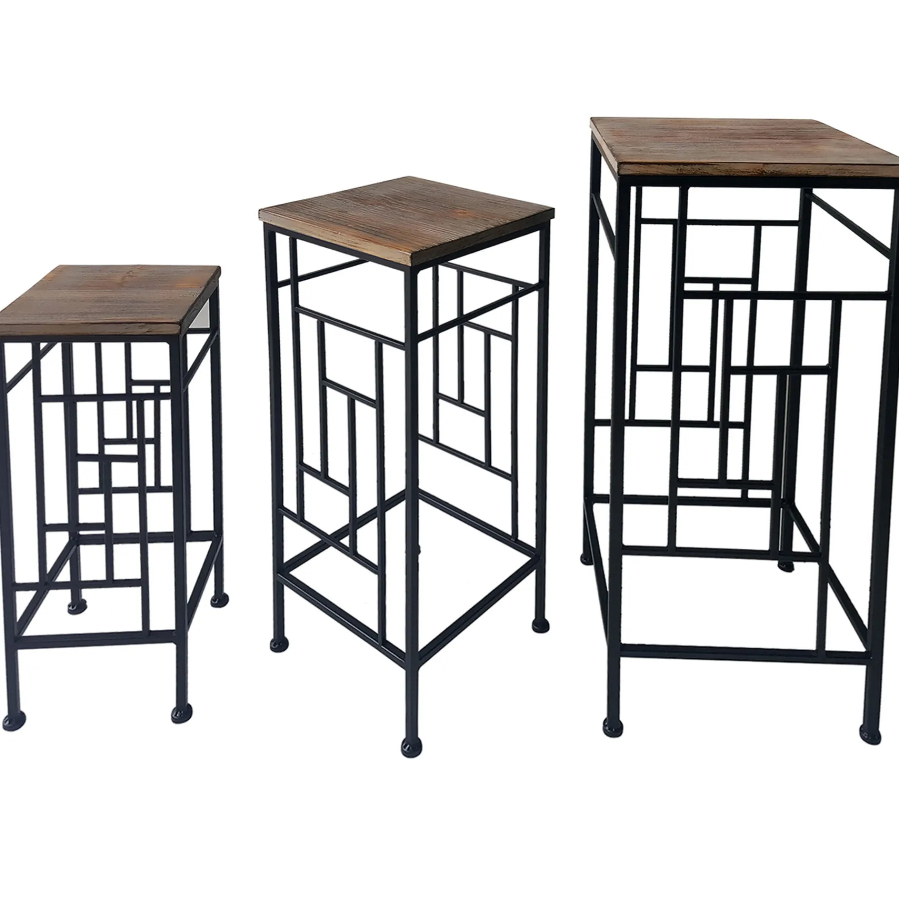 * Wood Top Plant Stand With Metal Frame, Medium Fashion< Plant Stands