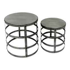* Wood Top Plant Stand With Metal Base, Large Outlet< Plant Stands