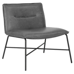 * Zoey Black Faux Leather Armless Accent Chair Low Price< Accent Chairs