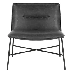 * Zoey Black Faux Leather Armless Accent Chair Low Price< Accent Chairs